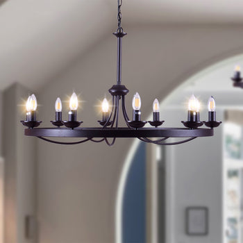 Erica 10-Light Candle Style Wagon Wheel Chandelier